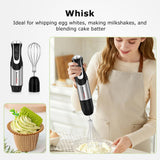 Bonsenkitchen 4-in-1 Immersion Blender Handheld with Food Processor, 12 Speeds Hand Blender with Turbo Mode, Stainless Steel Blade, Egg Whisk, Beaker & Chopper Bowl, Stick Mixer for Smoothie, Puree