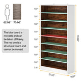 Tribesigns 2PCS Shoe Cabinet, 9 Tiers 40-45 Pairs Heavy Duty Wood Freestanding Shoe Storage Cabinet, 70.8'' Tall Shoe Cabinet with Open Storage for Entryway (White & Brown)