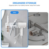 HOHOWU Hair Dryer Holder Wall Mounted,Blow Dryer, Curling Iron, Straightener Holder 3 in 1 Bathroom Metal Hair Tool Organizer Rack-Matte White-2