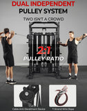 Mikolo Smith Machine with Weight Stack, Power Cage Home Gym System with LAT Pulldown & Cable Crossover, Multi-Functional Trainer with Dual Pulley System, Includes 10+ Free Attachments