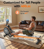 YOSUDA Rowing Machine for Home, Magnetic Rower Machine for Beginners to Athletes, Use with Resistance Adjustment Function, Bluetooth, App Supported, LCD Monitor, and Comfortable Seat Cushion