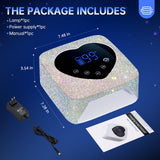 CHRISTINE SHELLY UV LED Nail Lamp 72W Rechargeable Sparkly Wireless Nail Dryer Gel Polish Light with 5 Timer Setting Professional Quick Dry Curing Lamp with Display Auto Sensor for Salon & Home