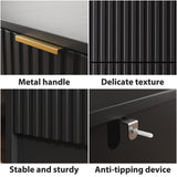 MAISONARIA Black 9 Drawer Dresser for Bedroom, 63" Wide Modern Fluted Dresser with Gold Metal Handles, Chest of Drawers for Bedroom, Living Room, Entryway, Hallway