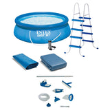 Intex 15'x48 Round Inflatable Outdoor Above Ground Swimming Pool Set with Ladder, Filter Pump, and Deluxe Maintenance Pool Cleaning Kit for Backyards