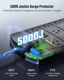 SUPERDANNY Power Strip Surge Protector 5000J, 10FT, 15A, PD 20W, 13 AC