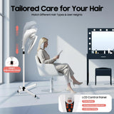 Professional Stand Hair Dryer - 360° Rotating Hair Processor with Wheels & LCD Adjustable Height Salon & Home Use Hair Treatment Machine for Hair Drying, Oil Care, Hair Dyeing, Heating (White)