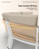 Oasbira Luxury Patio Furniture Set for 10 People, 7-Piece Curved Patio Conversation Sets with Woven Rope & Modular Coffee Table, Half Moon Outdoor Furnitrue Set for Deck, Garden, Gray