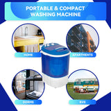ZENY Portable Mini Washing Machine 8 lbs Washing Capacity Semi-Automatic Compact Washer Spinner Small Cloth Washer Laundry Appliances for Apartment, RV, Camping, Single Translucent Tub Blue