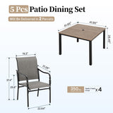 SUNSHINE VALLEY Patio Dining Set for 4, 42" Square Table, Textilene Chairs