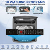 Nictemaw Portable Washing Machine 20Lbs Portable Washer Machine with Drain Pump, 2.8 Cu.ft Washer and Dryer Combo with 10 Programs 8 Water Levels Laundry Machine for Apartments- Slow-Close Glass Cover