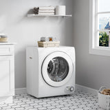 ROVSUN 110V Portable Clothes Dryer, High End Laundry Front Load Tumble Dryer Machine with Stainless Steel Tub & Simple Control Knob for Apartment, Dorm-850W, White