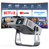 【Officially-Licensed APP & 1800ANSI】Smart Mini Projector with WiFi and Bluetooth, VISSPL Native 1080P Auto Focus & Keystone Portable Outdoor Projector, 4K Support Home Movie Projector Sliver