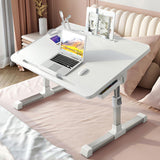 MDYHY Adjustable Height Laptop Desk, Foldable Bed Tray Table, Portable Lap Desk with Storage Drawers