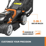 WORX 40V 14" Cordless Lawn Mower for Small Yards, 2-in-1 Electric Mower Cuts Quietly, Compact & Lightweight Push Lawn Mower
