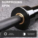 LIONSCOOL 7ft Olympic Barbell (40lbs Weight, Black E-coating, 500LBS, Center Knurl)