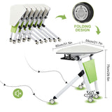 Commercial Mobile Modern Folding Conference Table, Splicing Sector Shape Flip Top Silent Desk for Office & Meeting Room Training, Green White 6Pcs