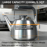 SADOMAIN Tea Kettle, Whistling Stovetop Tea Kettle, Large Capacity Teapot Suits for All Heat Source, Professional Fast Heat Technique Teapot with Thick Body and Bottom, Durable and Sturdy Tea Pot