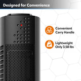 Lasko Oscillating Ceramic Slim Tower Desktop Space Heater for Home with Thermostat and 2 Speeds, 14 Inches, Black, 1500W, CT14101