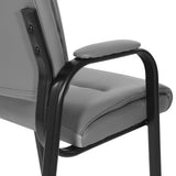 Office Star FL Series Faux Leather Guest Office Chair with Black Finish Frame, Charcoal Grey