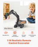 VEVOR Remote Control Excavator Toy, 1:14 Scale Remote Control Digger with Metal Shovel, 22 Channel RC Excavator with Lights & Sounds, Full Functional Construction Vehicles for Kids, Birthday Present