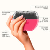 Conair Cordless Heated Brush, Portable Ceramic Ionic Smoothing Brush for Frizz Control & Shine, Rechargeable, 2 Heat Settings, Travel-Friendly Styling Tool with Protective Cover, Hot Pink & Black