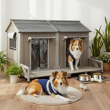 Extra Large Outdoor Dog House for 2 Dogs, Weatherproof Wooden Kennel