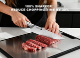 Kitchen Knife Set with Block: 15-Piece German Stainless Steel with Dual Sharpener for Cook Enthusiasts - Covers 95% Kitchen Tasks - Silver Full-Tang Ergonomic Handle