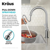 KRAUS Oletto High-Arc Single Handle Pull-Down Kitchen Sink Faucets in Brushed Brass/Matte Black, Kitchen Faucets with Pull Down Sprayer, KPF-2820BBMB