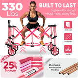 Sekey Pink Collapsible Foldable Wagon with 330lbs Weight Capacity, Heavy Duty Folding Wagon Cart with Big All-Terrain Wheels & Drink Holders. Pink