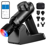 RENPHO Power+ Thermacool Deluxe Massage Gun with Heat and Cold, 12mm Amplitude Deep Tissue Percussion Massager with Charging Stand, App Controlled Guided Course, 6 Speeds, 6 Attachments, Carry Case