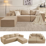 Furnify 106" Modular Sectional Couch Left/Right Facing Convertible, L-Shape Modern Teddy Sofa, Deep Seat Upholstered Foam Couch for Living Room Bedroom, No Assembly Required (Camel, Teddy Boucle)