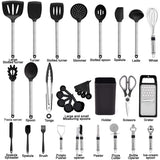 Kitchen Utensil Set-Silicone Cooking Utensils-33 Kitchen Gadgets & Spoons for Nonstick Cookware-Silicone and Stainless Steel Spatula Se BESTZMWK