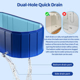 HLCZLUZ Portable Foldable Bathtub, Freestanding Bathtub No Installation, Bathroom SPA Soaking Bath Tub, Shower Stall Collapsible Hot & Ice Bath Tub (Blue with Storage Rack, 59"L x 21.6"W x 19.6"H)