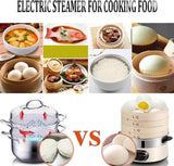 1500W Electric Food Steamer | 2-Tier Bamboo Steamer with 60-Min Timer | Auto Shut-Off & Boil Dry Protection