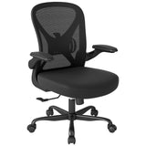Keratee Ergonomic Office Chair Set of 10, Mesh Fabric Home Office Chairs with Adjustable Lumbar Support, 360° Swivel, and Flip-Up Armrests, Black
