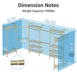 Timate U3 U Shape Garment Rack Heavy Duty Clothes Rack for Hanging Clothes, Expandable Industrial Pipe Clothing Racks Wall Mounted Closets L Shaped Closets Wardrobe Closet System Large Closet Kit Gold