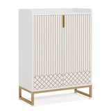 Tribesigns Shoe Cabinet with Doors, 5 Tiers Shoe Storage Cabinet for Entryway, 25 Pairs Wooden Shoe Cabinets, Modern Shoe Organizer Storage for Living Room, Bedroom, Hallway, Closet, White