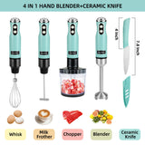 WarmWink 4 in 1 Corded Hand Blender Includes Food Chopper, Mixing Beaker Milk Frother and Whisk 600W Handheld Blender