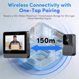 Wireless Doorbell Camera with Monitor, Video Doorbell with Display, Two-Way Audio,Night Vision,IP65 Waterproof for Outdoor, No APP, No WiFi, Comes with an 8GB Memory Card (M10)