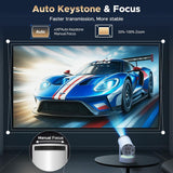 Mini Projector, Projector with Wifi and Bluetooth Built-in Battery 4K Portable Projector for Outdoor Bedroom, Smart Projectors 1080P Compatible with iphone/TV Stick/HDMI/Laptop