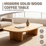 Solid Wood Coffee Tables, Farmhouse Living Room Coffee Table, Modern Center Table for Home Offices, Living Rooms, Hotels, and Cafes Natural Wood 39.3×19.6×15.7in