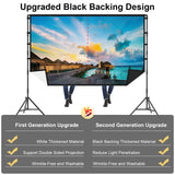 Outdoor Projector Screen with Stand, TOWOND 120 inch Portable Projector Screen Black Backing, Indoor Projection Screen 16:9 4K HD Wrinkle-Free Movie Screen with Carry Bag for Backyard Movie Night
