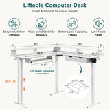 RedLemon 60 Inches L Shaped Electric Standing Desk, Height Adjustable Corner Gaming Desk with Drawers