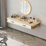 Quvex Modern Wood Floating Makeup Vanity Desk with 2 Drawers, Reversible Wall Mounted Dressing Table for Left or Right Corner, Space Saving Vanity Shelf for Apartments, Bedrooms, 47.2"/120cm