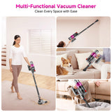 Cordless Vacuum Cleaner: Portable 6-in-1 Stick Vacuum with Anti-Tangle Brush, LED Headlight, Self-Standing, HD display, Rechargeable Vacuum for Pet Hair, Low-Pile Carpet and Hardwood Floor-Purple