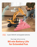 VEVOR Remote Control Excavator Toy 15 Channel 3 in 1 Remote Control Digger with Metal Shovel 1:14 Scale RC Excavator with Light & Sound Full Functional Construction Vehicles for Kids 2 Batteries
