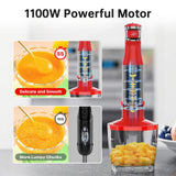Turelar Immersion Blender Handheld Corded Hand Blenders Set 1100W, Trigger Variable Speed 5 in 1 Stick Emulsifier with Chopper, Whisk and Frother for Soup, Baby Food and Smoothies, Christmas red