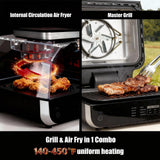 NEWBULIG Electric Grill Outdoor, Electric 8-in-1 BBQ Grills with Air Fryer, Roast, Steak, Broil, Bake, Vegetables, Reheat, Dehydrate, 140°F-450°F, 1550W, for Barbecue, Camping Gatherings