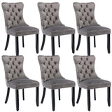 MOOLSUN Velvet Dining Chairs Set of 6, High Back Side Chairs, Modern Padded High-End Tufted Upholstered Chairs with Button-Tufted Back & Rear Pull Tabs, Solid Wood Legs E-Gray(Solid Wood Legs)