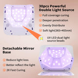 Kikugu Cordless UV LED Nail Lamp,72W Rechargeable Nail Dryer for All Gel Nails with 5 Timers & Mirror Base,Touch Control & Auto Sensor,Ideal for Training,Nail Art Pratice,Home and Salon(White)